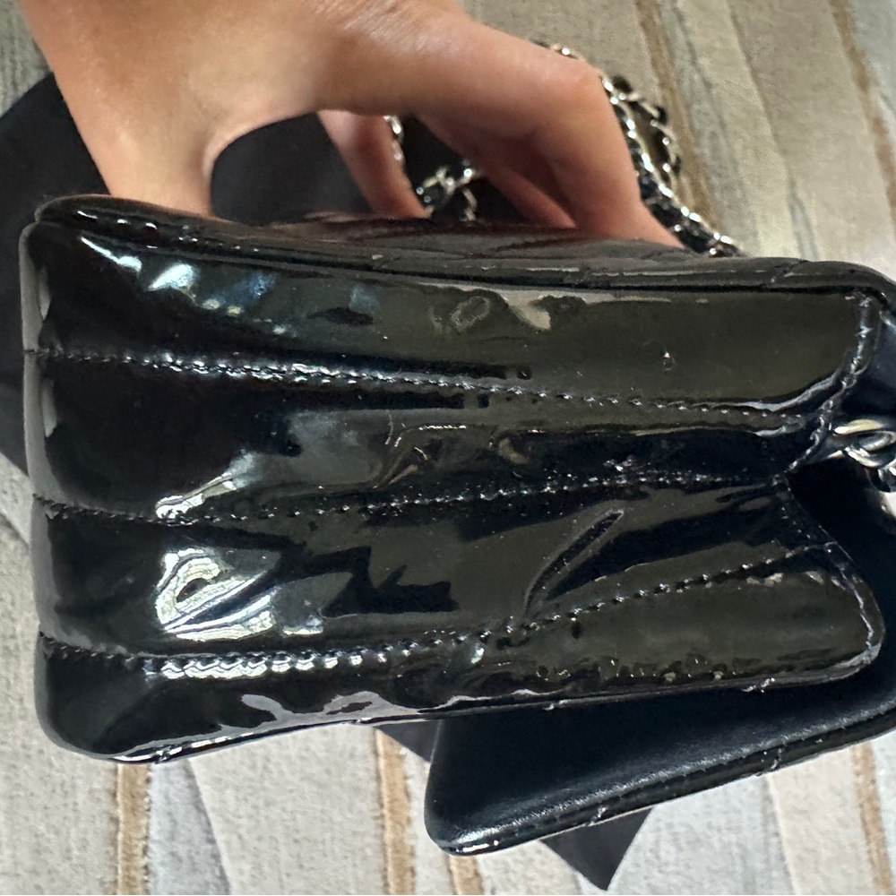 CHANEL  Black Chevron mini rectangle flap bag - Picture 6 of 13
